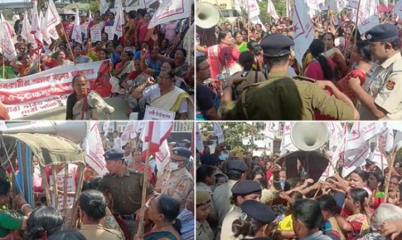 Police brutality on Opposition Women Activists : Male Police were deployed against Women : Microphone’s wire cut off, many Injured in Tussle with Police Police brutality on Opposition Women Activists : Male Police were deployed against Women : Microphone’s wire cut off, many Injured in Tussle with Police